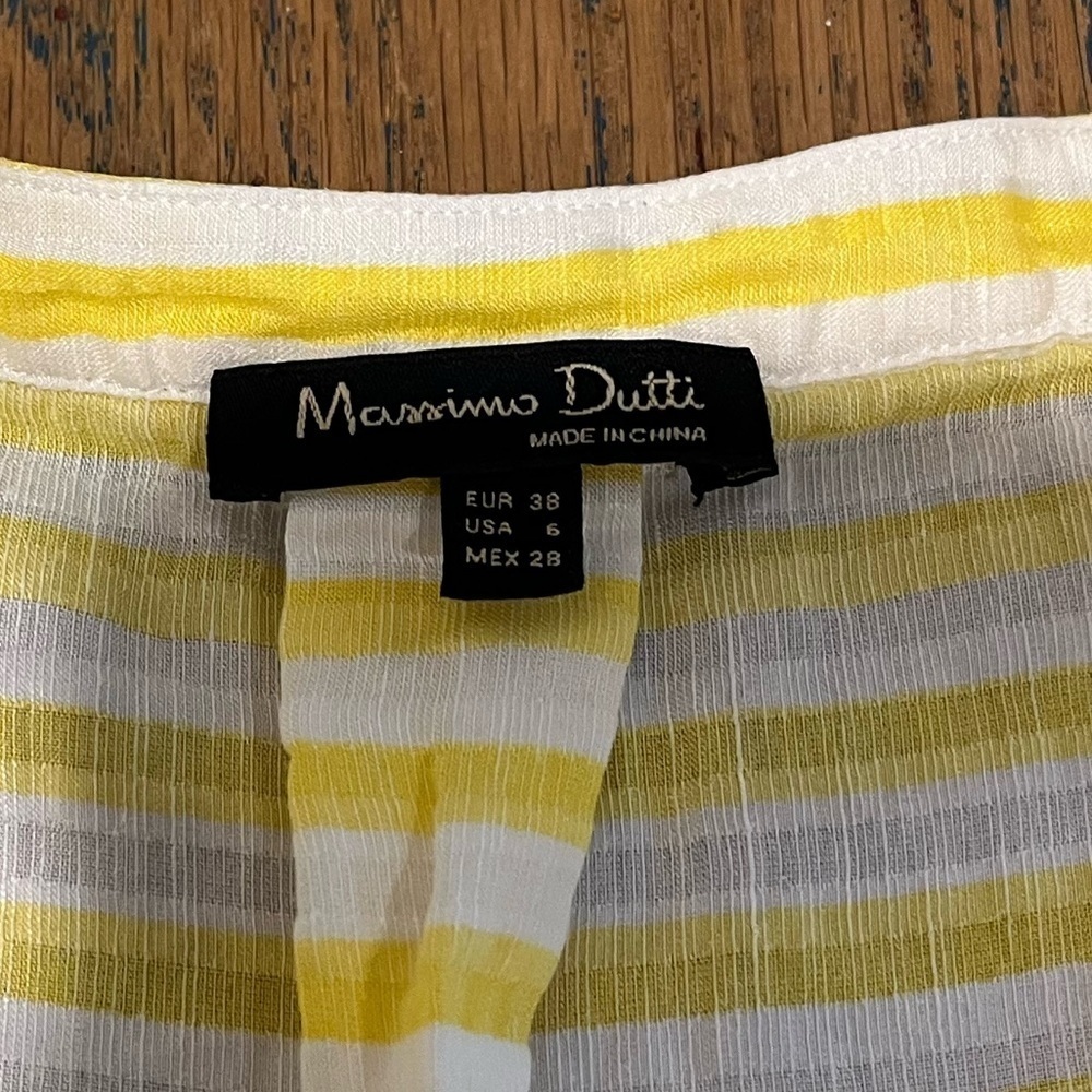 MASSIMO DUTTI – Sleeveless Yellow & White Striped Blouse – Size 38 (US 6) - Picture 3 of 9